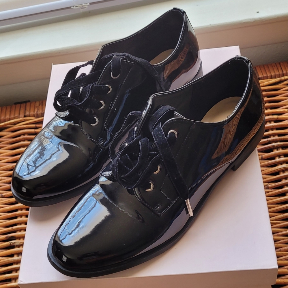 Patent leather lace ups